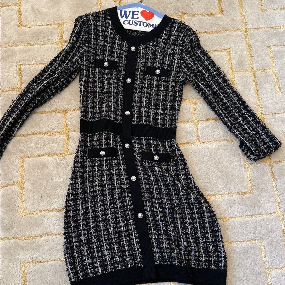 Black and White mini dress with pearls